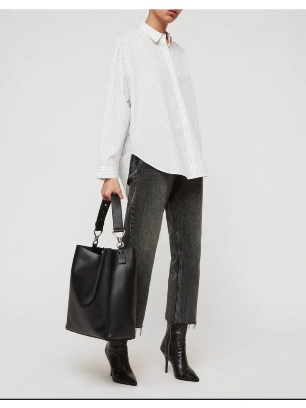 All Saints Captain Leather North South Tote Bag - Picture 2 of 11